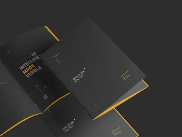 4 Shots of A4 Magazine Brochure Mockup 1