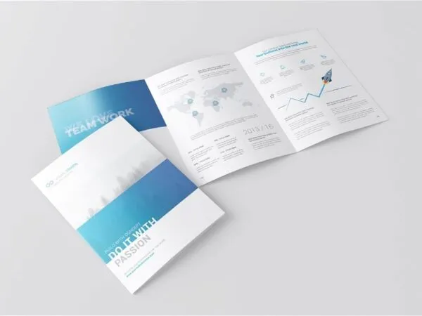 4 Shots of A4 Tri Fold Brochure Mockup 1