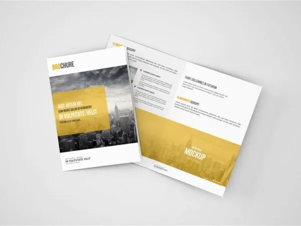 4 Shots of A5 Bi Fold Brochure Mockups 1