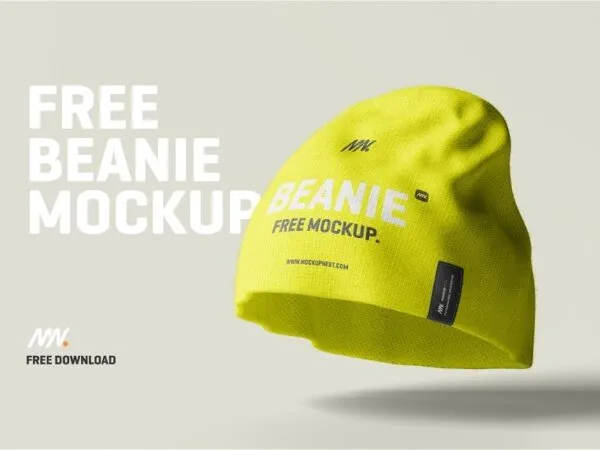 4 Shots of Beanie Hat Mockup 1