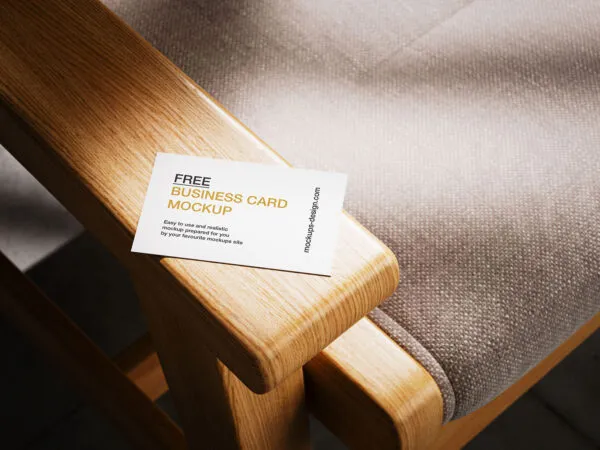 4 Shots of Business Card Mockup Lying on Armchair 1