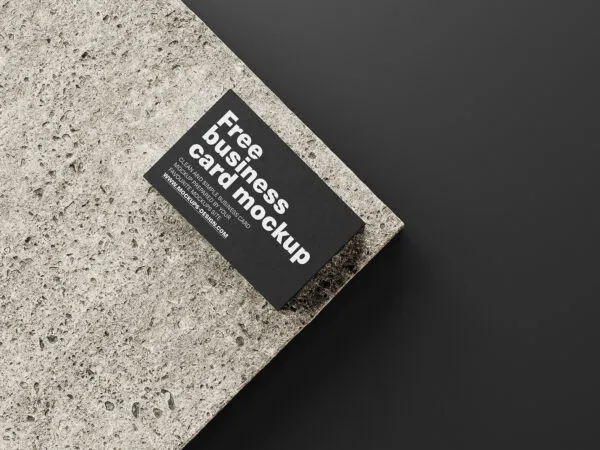 4 Shots of Business Card Mockup on Stone 1