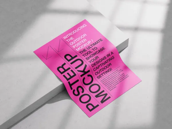 4 Shots of Poster Mockup on Concrete Background 1