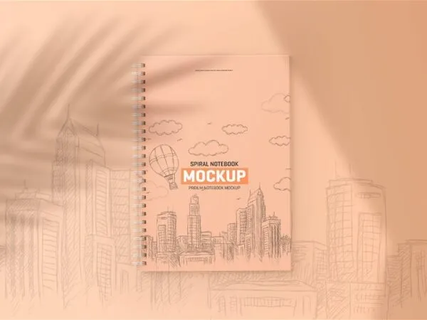 4 Shots of Spiral Notebook Mockup 1