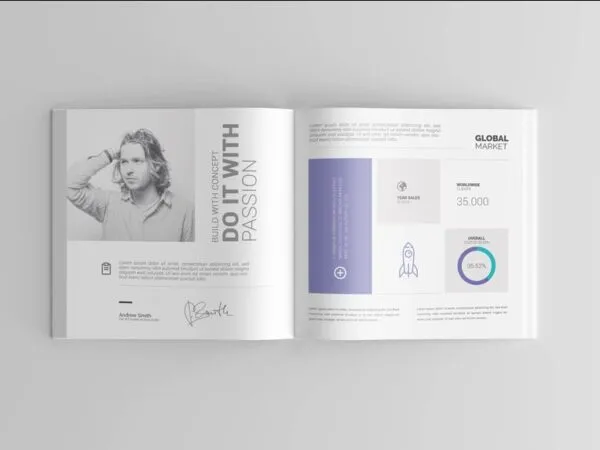 4 Shots of Square Book Mockup 1