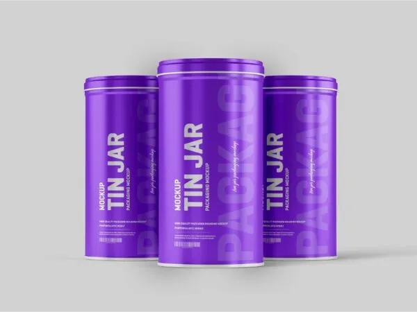 4 Shots of Tin Jar Packaging Mockup 1