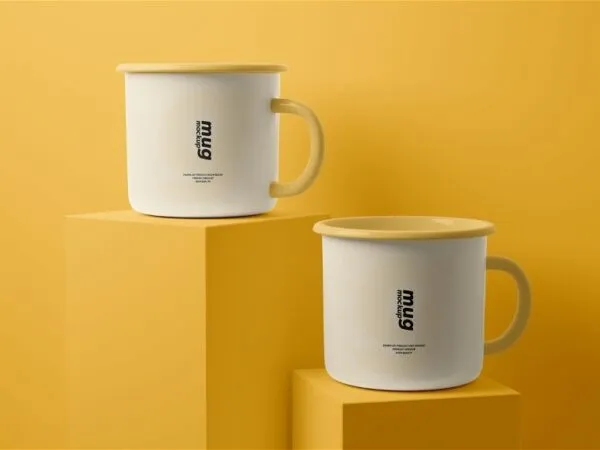 4 Showcase of Sleek Enamel Mug Mockup 1