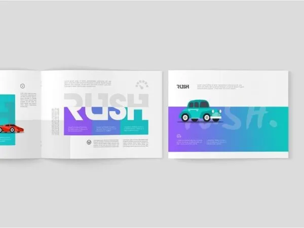 4 Showcases of A4 Landscape Brochure Mockup 1