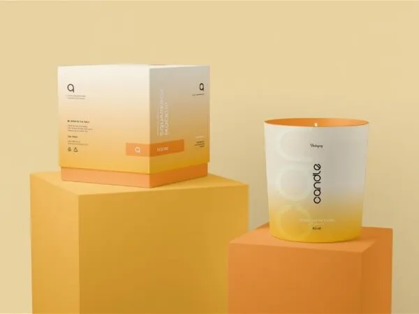 4 Showcases of Candle Glass Packaging Mockup 1