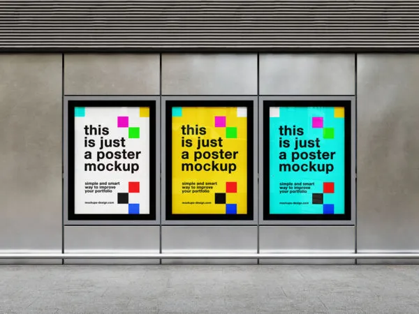 4 Showcases of Citylight Poster Frames Mockup 1