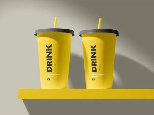 4 Showcases of Drink Cup Mockup 1