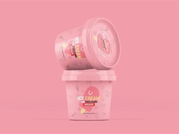 4 Showcases of Ice Cream Jar Packaging Mockup 1