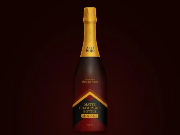 4 Showcases of Matte Champagne Bottle Mockup 1