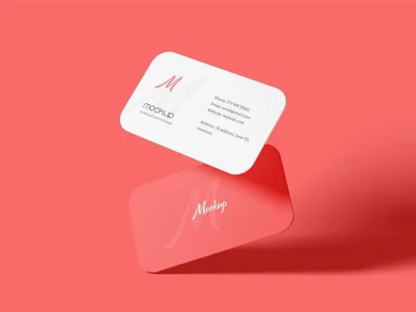 4 Showcases of Round Corner Business Card Mockup 1