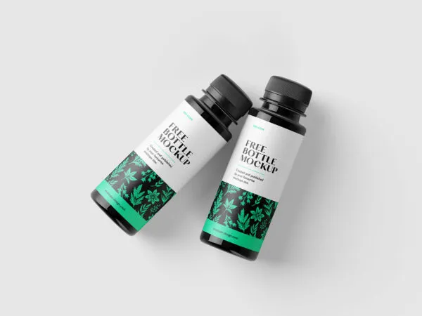 4 Showcases of Thin Plastic Bottles Mockup 3