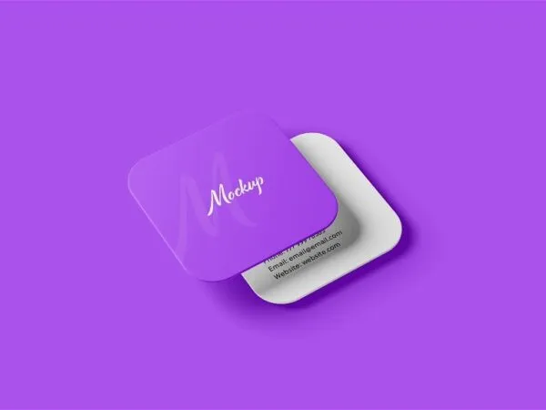 4 Sights of Square Rounded Corner Business Card Mockup 1