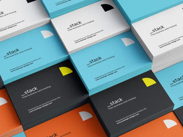 4 Sights of Stacked Business Cards Mockup 1