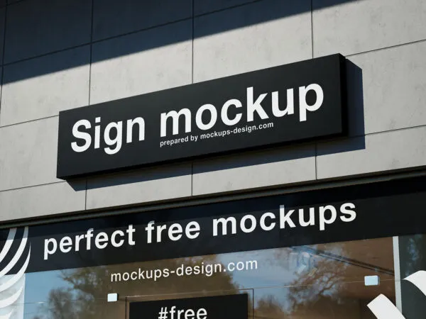 4 Sign Mockup with Glass Exposition in Varied Shots 1
