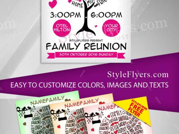 4 Simple Illustrated Thematic Family Reunion Flyer Templates 1