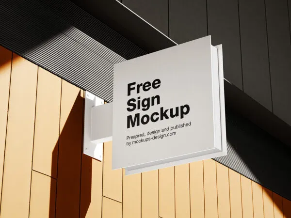 4 Square Metal Sign Mockups in Different Sights 1