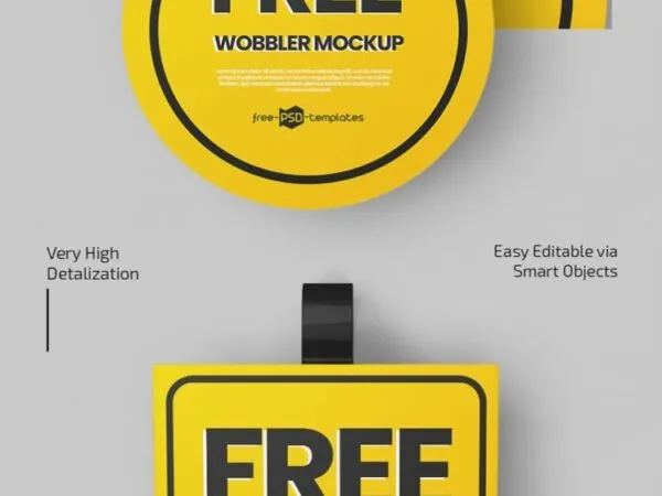 4 Square and Circle Shelf Wobbler Mockups in Different Views 1