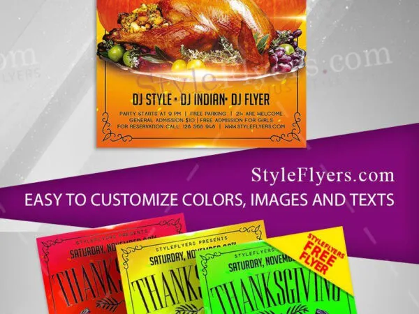 4 Thematic 3D Thanksgiving Day Flyer Templates in Different Colors 1