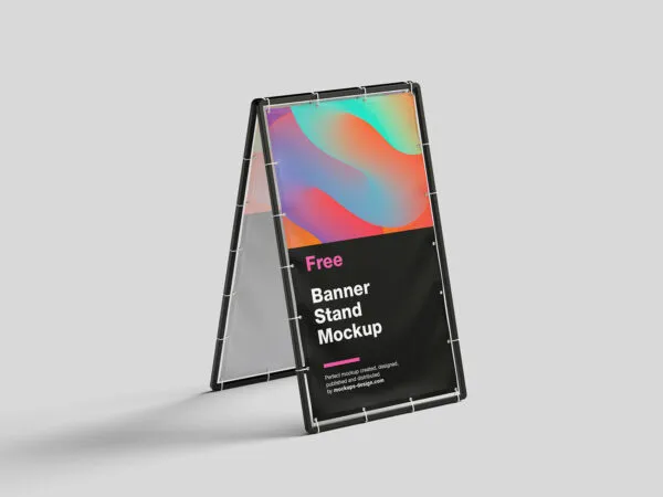 4 Varied Visions of Metal Banner Stand Mockup 1