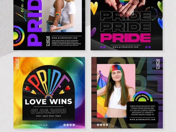 4 Vibrant Pride Month Flyer Instagram Post Templates 1