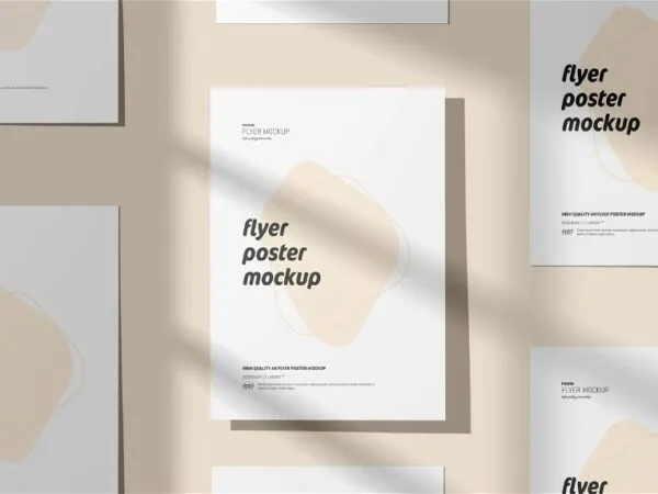 4 Views of Flyer Mockup with Shadows 1