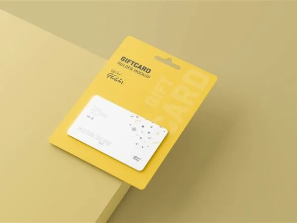 4 Views of Gift Card Mockup with Card Holder 1