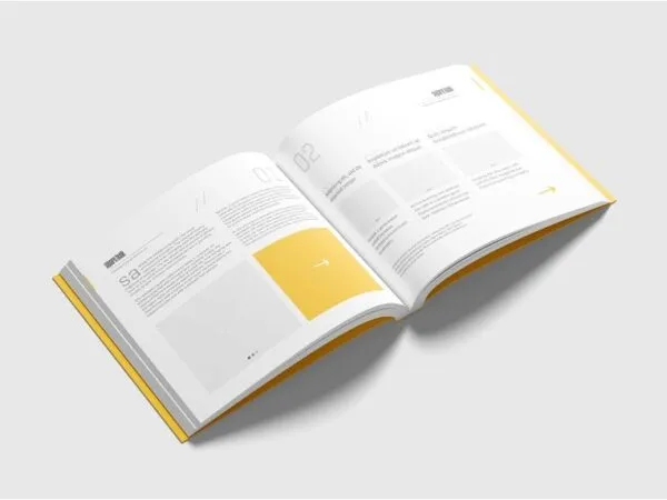 4 Views of Square Softcover Book Mockup 1