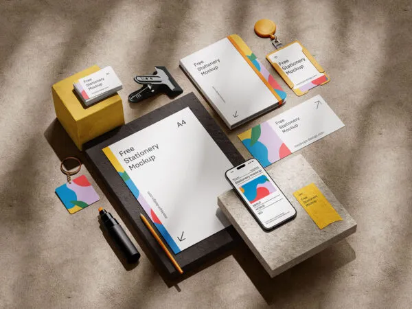 4 Views of Stationery Mockup on Stones 1