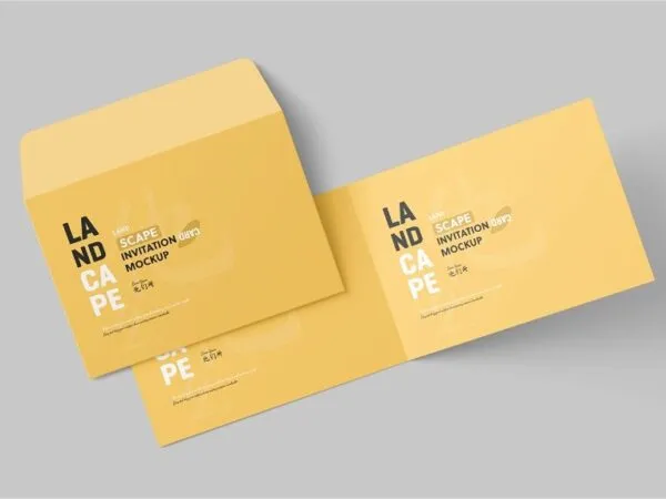 4 Visions of Invitation Card Mockup with Envelope 1