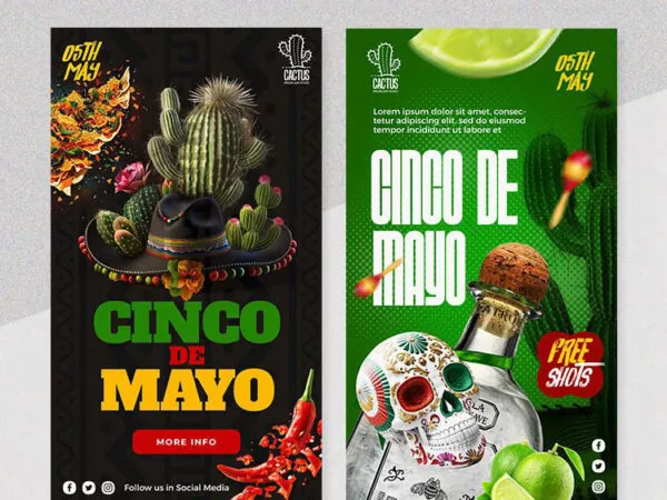 4 Vivid Cinco De Mayo Flyer Instagram Stories and Post Templates 1
