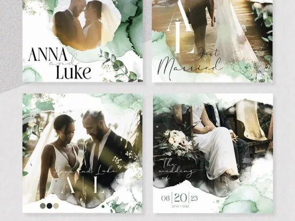 4 Watercolor Wedding Flyer Instagram Post Templates 1