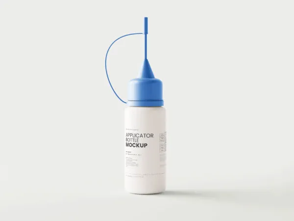 5 Angles of Plastic Applicator Bottle Mockup 1
