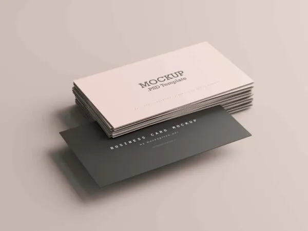 5 Business Card Stack Mockups in Perspective View 1
