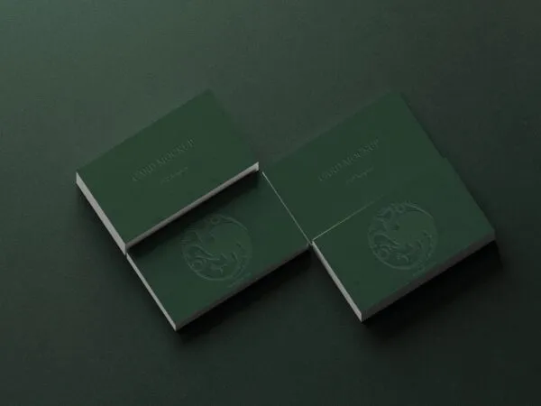 5 Business Cards Mockups with Embossed Text Effect in Varied Views 1