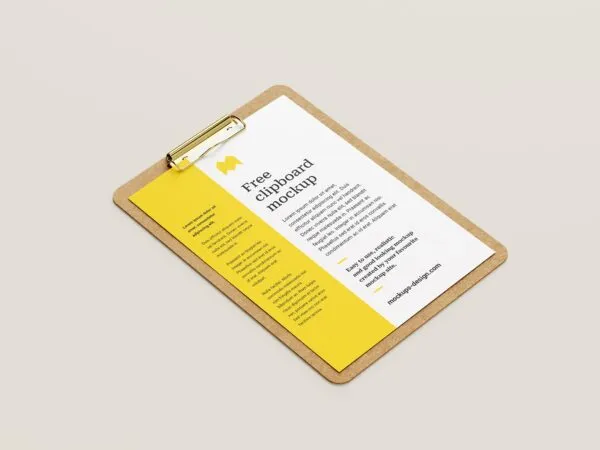 5 Clipboard Mockups Placed on a Plain Background in Different Angles 1