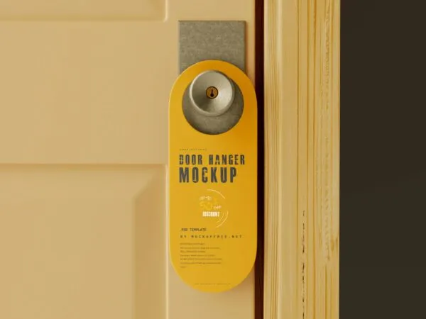 5 Door Hanger Mockups in Front and Perspective Sights 1