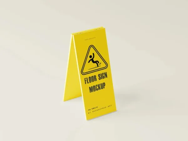 5 Floor Sign Mockup in Varied Shots 1