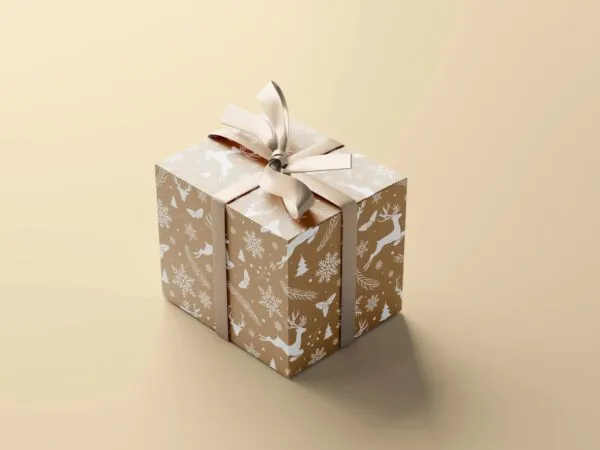 5 Gift Box Mockups with Card in Perspective View 1