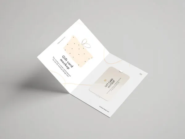 5 Gift Card and Gift card Holder Mockups in Different Views 1