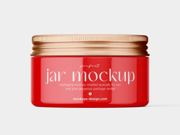 5 Jar Mockups with Metallic Lid in Varied Sights 1