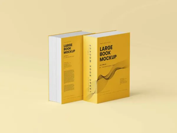 5 Large Hard Cover Books Mockups in Varied Visions 1