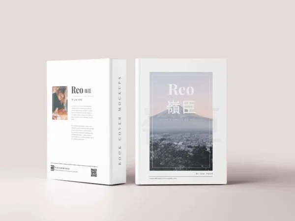 5 Large Hard Cover Books Mockups in Various Views 1