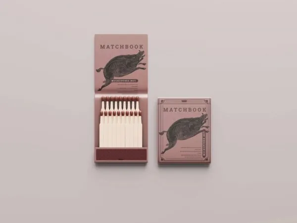 5 Matchbook Mockups in Top and Perspective Visions 1