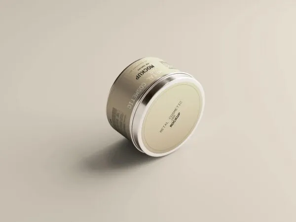 5 Metal Cosmetic Jar Mockups with Lid in Varied Sights 1