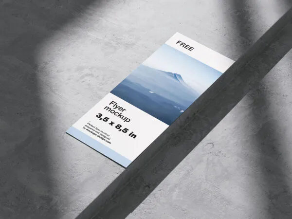 5 Mockups of 35 X 85 Flyer on Concrete 1