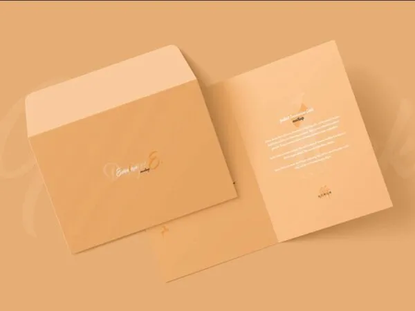 5 Mockups of A5 Folded Invitation Card and Envelope 1